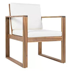 Set da pranzo per esterni a 7 pezzi per 6 persone con foro per ombrellone, tavolo e sedie da patio in legno con cuscini rimovibili per giardino o patio-Panipeachy