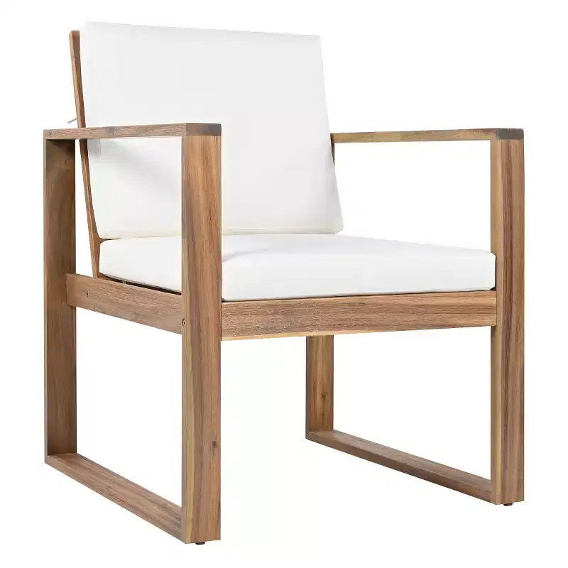 Set da pranzo per esterni a 7 pezzi per 6 persone con foro per ombrellone, tavolo e sedie da patio in legno con cuscini rimovibili per giardino o patio-Panipeachy
