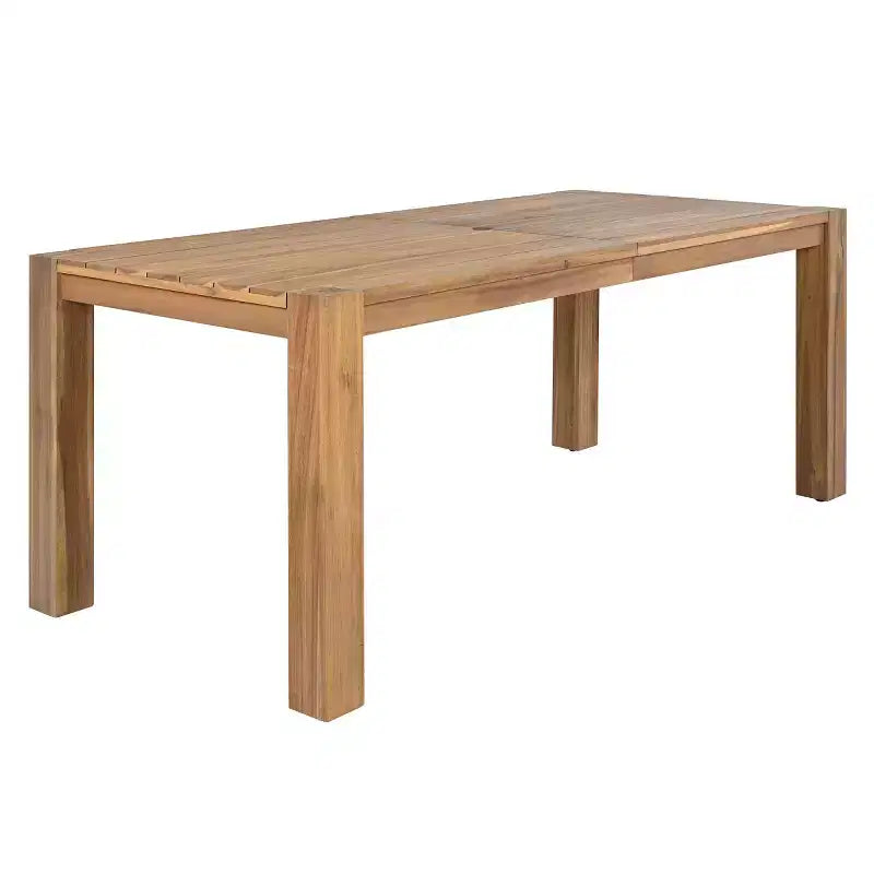 Set da pranzo per esterni a 7 pezzi per 6 persone con foro per ombrellone, tavolo e sedie da patio in legno con cuscini rimovibili per giardino o patio-Panipeachy