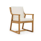 Set da pranzo da esterni in legno di 7 pezzi per 6 persone, tavolo rotondo con foro per ombrellone e sedie imbottite per giardino o cortile-Panipeachy