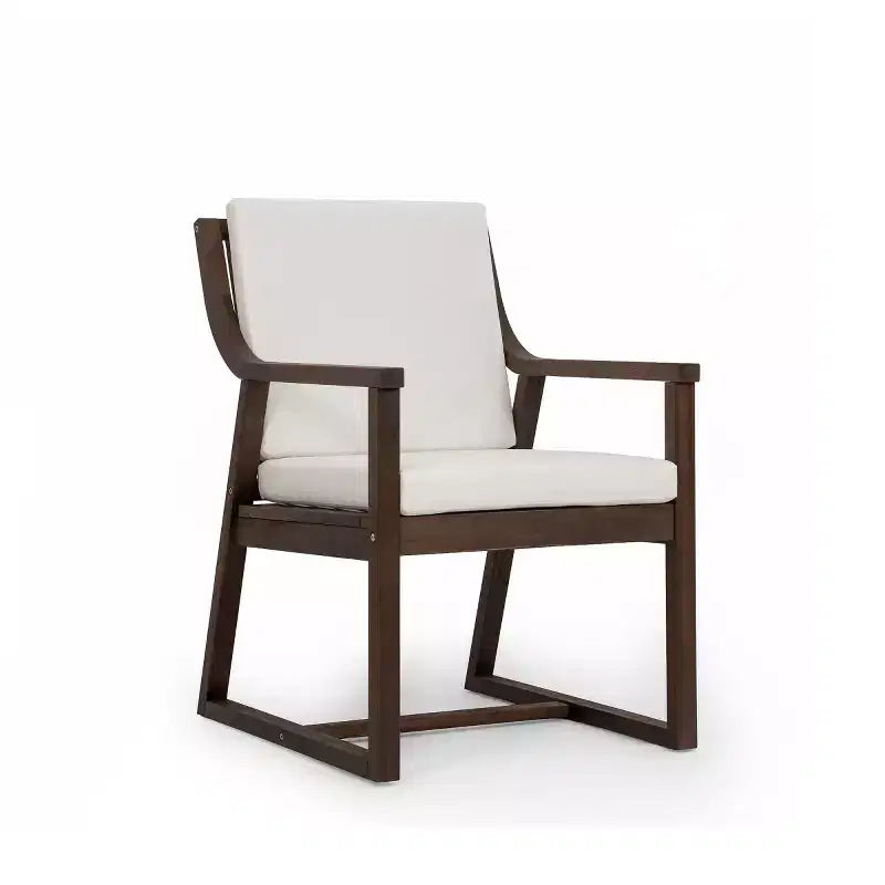 Set da pranzo da esterni in legno di 7 pezzi per 6 persone, tavolo rotondo con foro per ombrellone e sedie imbottite per giardino o cortile-Panipeachy