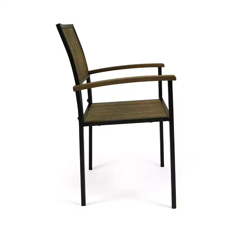 Christopher Knight Home Leif Ensemble de salle à manger moderne 5 pièces en acacia et fer avec table carrée et motif à lattes