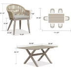 Ensemble de salle à manger d'extérieur PURPLE LEAF avec table à manger en aluminium et chaises en rotin tressé