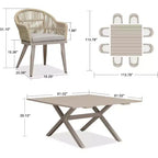Ensemble de salle à manger d'extérieur PURPLE LEAF avec table à manger en aluminium et chaises en rotin tressé