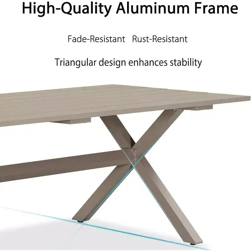 Ensemble de salle à manger d'extérieur PURPLE LEAF avec table à manger en aluminium et chaises en rotin tressé