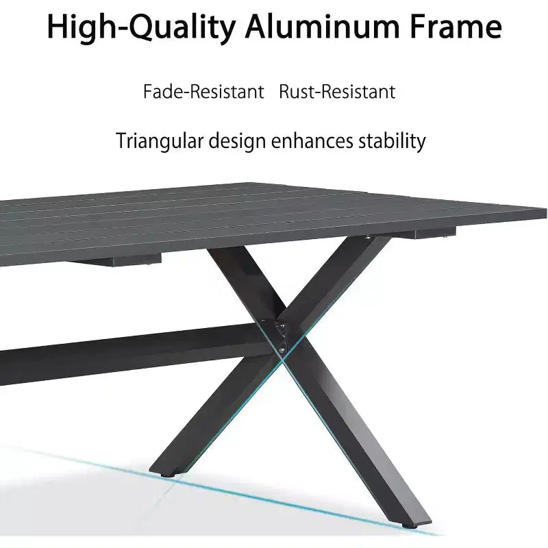 Ensemble de salle à manger d'extérieur PURPLE LEAF avec table à manger en aluminium et chaises en rotin tressé