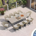 PURPLE LEAF Outdoor Dining Set with Patio Aluminium Dining Table and Wicker Rattan Chairs