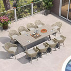 PURPLE LEAF Outdoor Dining Set with Patio Aluminium Dining Table and Wicker Rattan Chairs