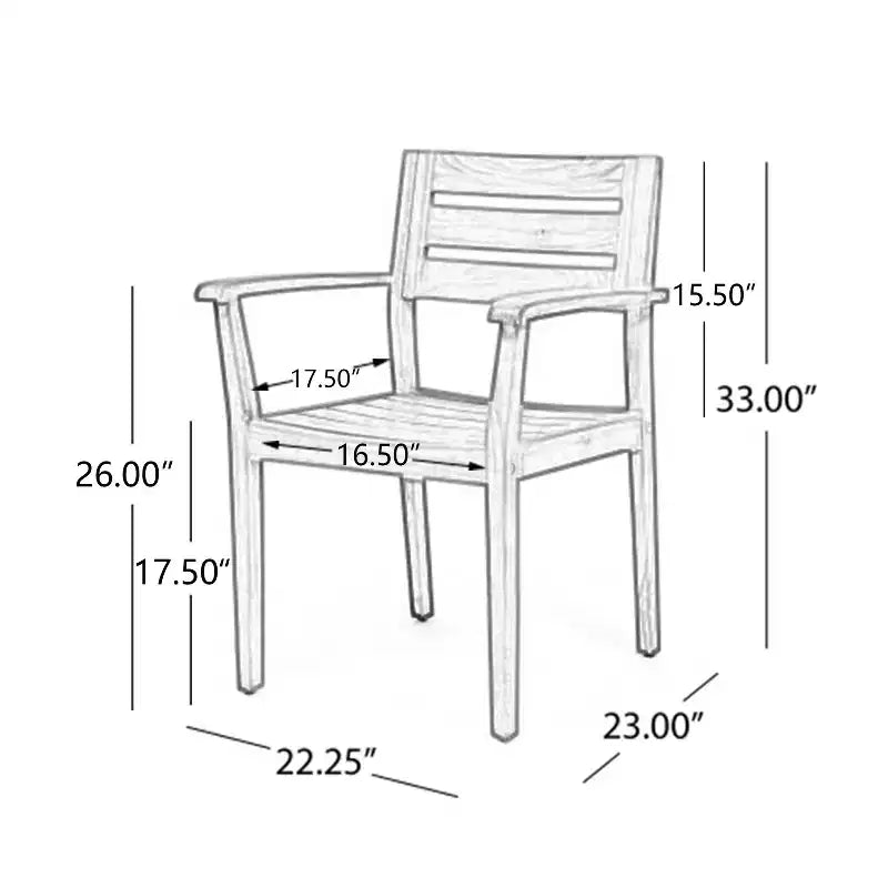 Christopher Knight Home Kasper Set da pranzo moderno da 7 pezzi da patio in acacia con tavolo rettangolare a doghe allungabile