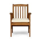 Christopher Knight Home Rasmus, set da pranzo moderno da 7 pezzi per patio con tavolo in acacia espandibile a doghe e cuscini
