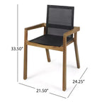Set da pranzo da esterno Christopher Knight Home Sofia in 7 pezzi in legno di acacia rustico con sedie in rete