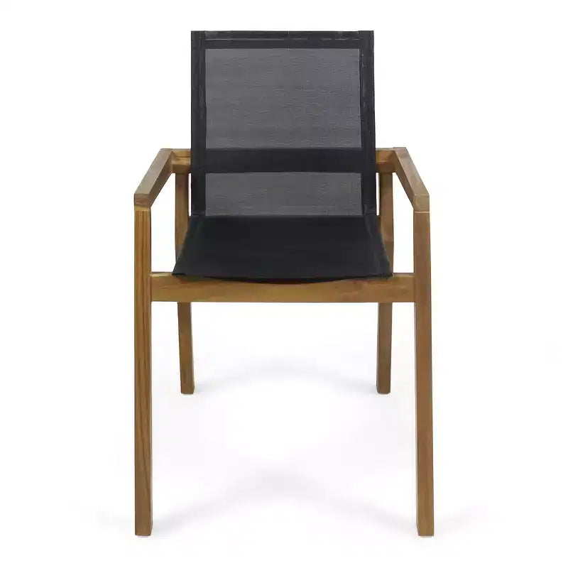 Set da pranzo da esterno Christopher Knight Home Sofia in 7 pezzi in legno di acacia rustico con sedie in rete