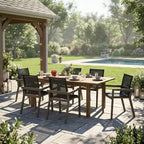Christopher Knight Home Sofia 7 Piece Outdoor Rustic Acacia Wood Dining Set with Mesh Chairs
