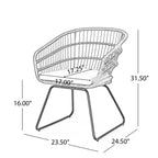 Christopher Knight Home Liz Set da pranzo Transizionale da Esterno a 7 Pezzi in Legno di Acacia con Tavolo a Doghe e Sedie in Rattan Imbottite