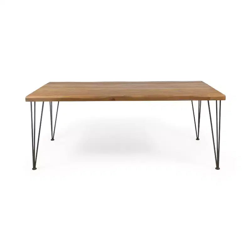Christopher Knight Home Liz Set da pranzo Transizionale da Esterno a 7 Pezzi in Legno di Acacia con Tavolo a Doghe e Sedie in Rattan Imbottite