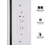 Toeletta di lusso da 94 cm con specchio scorrevole a LED, mobiletto contenitore, hub di alimentazione integrato, supporto per asciugacapelli e mobiletto laterale per camera da letto