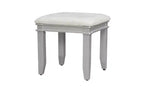 Toeletta moderna da 48 pollici con specchio illuminato, 7 cassetti, sgabello abbinato per camera da letto, finitura grigio-blu, illuminazione regolabile