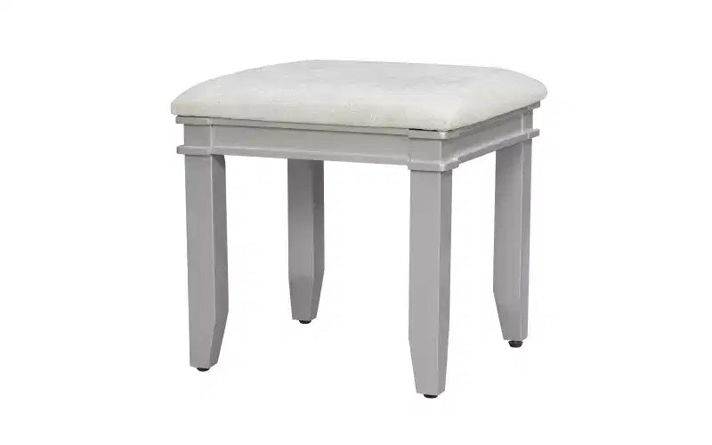 Toeletta moderna da 48 pollici con specchio illuminato, 7 cassetti, sgabello abbinato per camera da letto, finitura grigio-blu, illuminazione regolabile