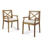 Set da pranzo da esterni da 7 pezzi, tavolo da pranzo allungabile in legno di acacia con 6 sedie imbottite, mobili da pranzo da esterni per il giardino-Panipeachy