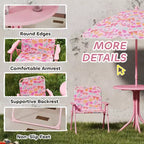 Set Tavolo e Sedie da Picnic per Bambini con Ombrellone a Farfalla 3 Pezzi Rosa