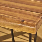 Set da pranzo da esterno di 7 pezzi per 6 persone con sedie in rattan intrecciato, tavolo da pranzo rettangolare da patio da 72 pollici con piano in legno di acacia per cortile, terrazzo-Panipeachy