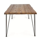 Set da pranzo da esterno di 7 pezzi per 6 persone con sedie in rattan intrecciato, tavolo da pranzo rettangolare da patio da 72 pollici con piano in legno di acacia per cortile, terrazzo-Panipeachy