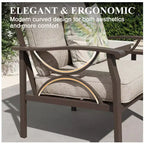Ensemble de patio extérieur 2 pièces, canapé de patio 3 places en métal résistant aux intempéries de 178 cm et table basse rectangulaire