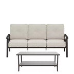 Ensemble de patio extérieur 2 pièces, canapé de patio 3 places en métal résistant aux intempéries de 178 cm et table basse rectangulaire