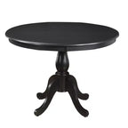 HomeRoots 42 Black Rounded Solid Manufactured Wood And Solid Wood Pedestal Base Dining Table