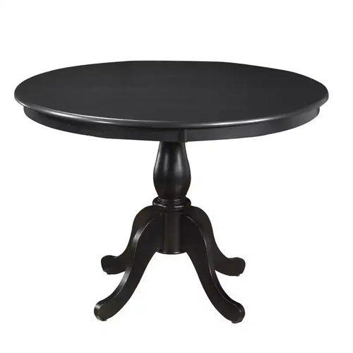 HomeRoots 42 Black Rounded Solid Manufactured Wood And Solid Wood Pedestal Base Dining Table