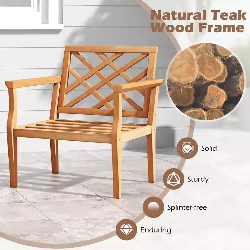 Set da pranzo da patio Costway 3 pz, tavolino e 2 sedie con schienale comodo e gambe solide