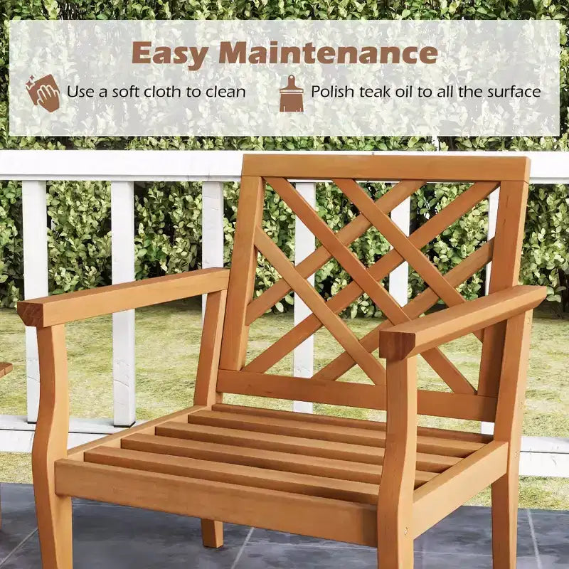 Set da pranzo da patio Costway 3 pz, tavolino e 2 sedie con schienale comodo e gambe solide