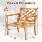 Set da pranzo da patio Costway 3 pz, tavolino e 2 sedie con schienale comodo e gambe solide