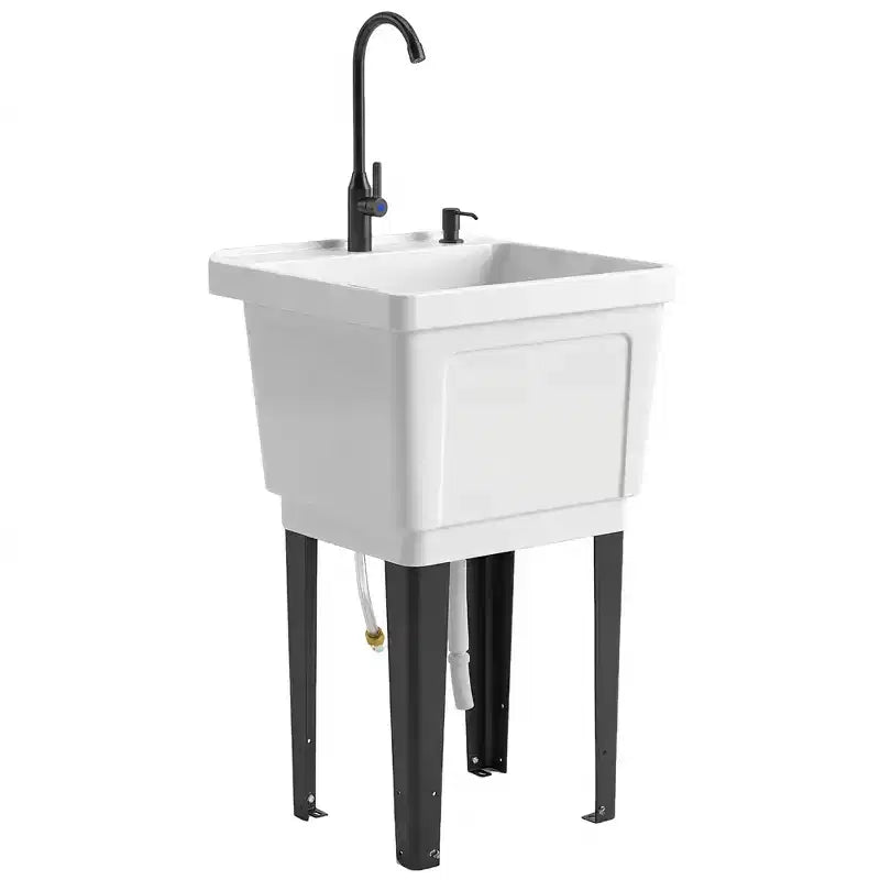 Lavatoio portatile con vasca, lavandino indipendente con rubinetto, dispenser sapone e tubi flessibili