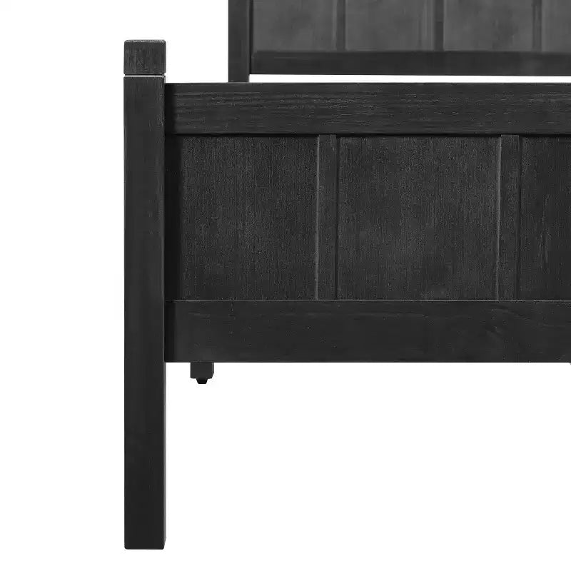 Struttura letto matrimoniale/queen size con testiera e pediera, letto a piattaforma in stile rustico, supporto a doghe in legno, noce