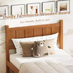 Struttura letto matrimoniale/queen size con testiera e pediera, letto a piattaforma in stile rustico, supporto a doghe in legno, noce