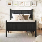 Struttura letto matrimoniale/queen size con testiera e pediera, letto a piattaforma in stile rustico, supporto a doghe in legno, noce