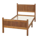 Struttura letto matrimoniale/queen size con testiera e pediera, letto a piattaforma in stile rustico, supporto a doghe in legno, noce