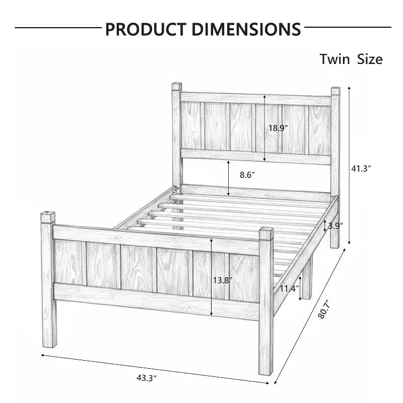 Struttura letto matrimoniale/queen size con testiera e pediera, letto a piattaforma in stile rustico, supporto a doghe in legno, noce