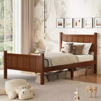 Struttura letto matrimoniale/queen size con testiera e pediera, letto a piattaforma in stile rustico, supporto a doghe in legno, noce