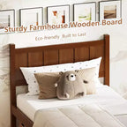 Struttura letto matrimoniale/queen size con testiera e pediera, letto a piattaforma in stile rustico, supporto a doghe in legno, noce