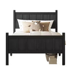 Struttura letto matrimoniale/queen size con testiera e pediera, letto a piattaforma in stile rustico, supporto a doghe in legno, noce