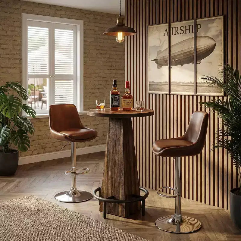 Tavolo rotondo da cocktail da 60 cm, salvaspazio, moderno e rustico per bar di casa e sala d'attesa dell'ufficio