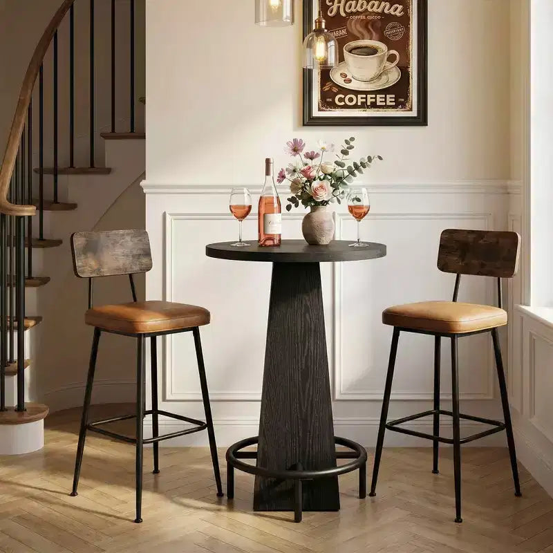 Tavolo rotondo da cocktail da 60 cm, salvaspazio, moderno e rustico per bar di casa e sala d'attesa dell'ufficio