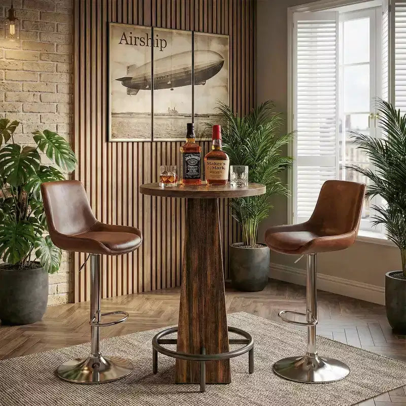 Tavolo rotondo da cocktail da 60 cm, salvaspazio, moderno e rustico per bar di casa e sala d'attesa dell'ufficio