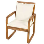Set da pranzo da esterno Polibi a 7 pezzi in acacia con poltrone a bracciolo scolpite a cerchio