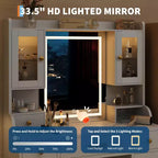 Toeletta da 104 cm con Specchio e Luci, Vanity Trucco con 6 Cassetti, Ripiani Portaoggetti, Armadietti RGB e 3 Livelli di Luminosità Regolabili per Donne e Ragazze