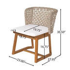Christopher Knight Home Crunhi - Set da pranzo moderno da 7 pezzi per patio, in acacia, con tavolo a doghe e schienale in vimini
