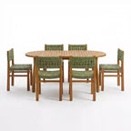 Christopher Knight Home Synci, set da pranzo da giardino moderno a 7 pezzi in acacia con tavolo a doghe e design in vimini