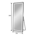 Specchio a LED verticale a figura intera con staffa, autoportante o da parete, specchio da trucco moderno per camera da letto e spogliatoio